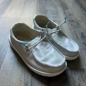 Hey Dude Kids Iridescent White Moccasins
